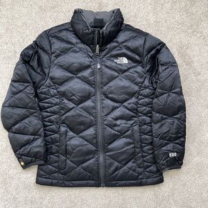 North Face Down Puffer Jacket Girls Medium 10-12 Black 550 Fill Aconagua Winter